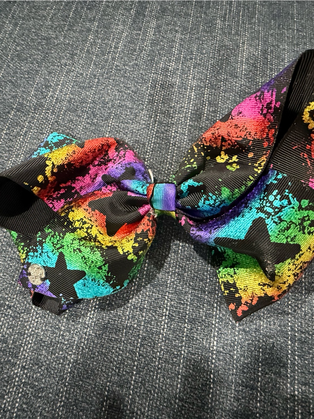 JoJo Siwa Black Bow with Rainbow Paint-Splash